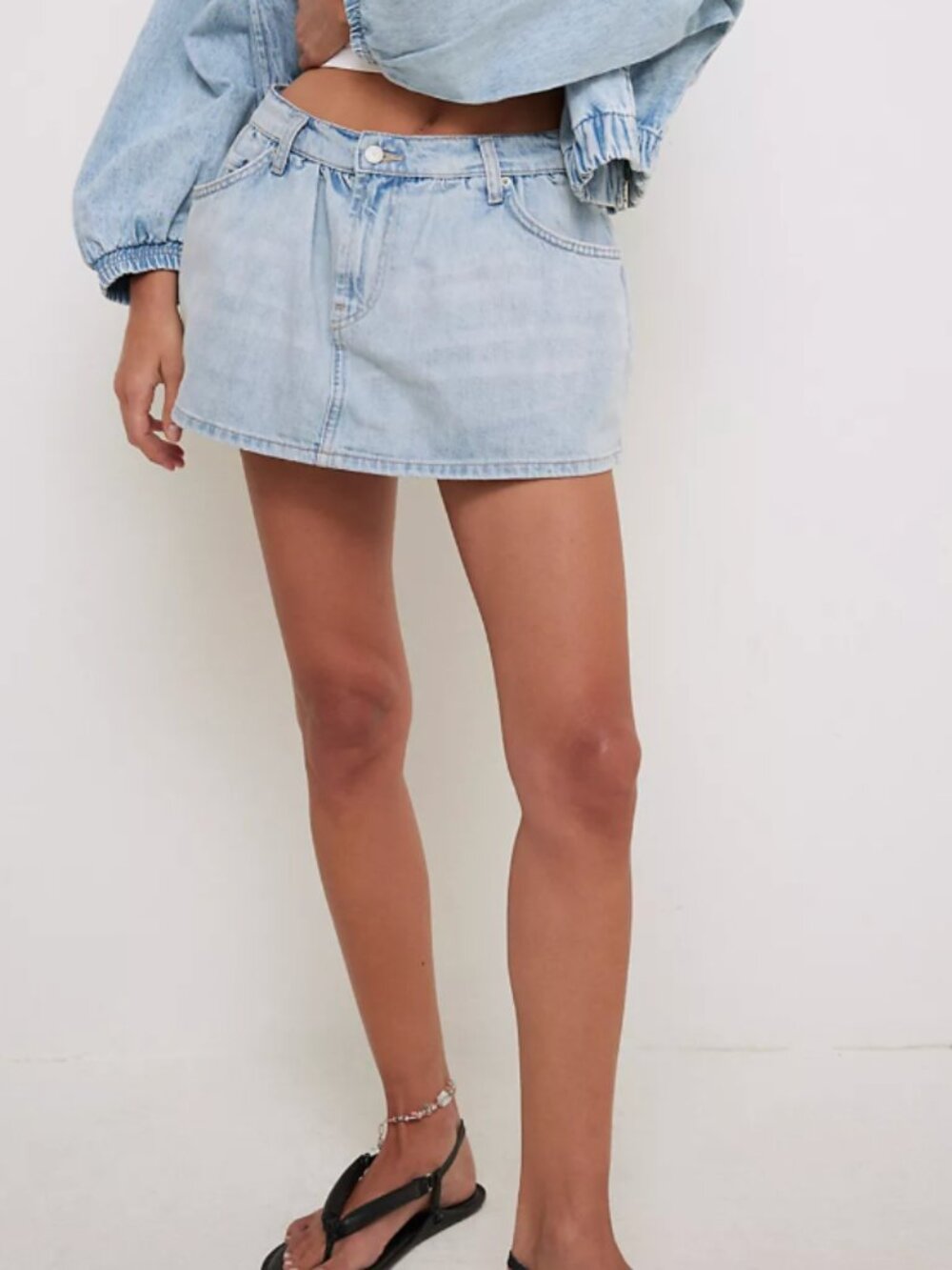 We the Free Light Demi Blue Denim Mini Skort - Women's Jean Skirt sz 24